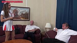 nurse sadie creams her uniform skirt for patient's sperm sample