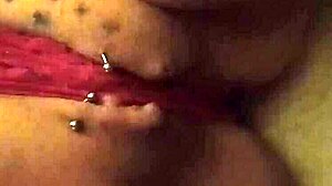 playing with my huge pierced natural tits n smooth dripping wet pink pussy clit closeup