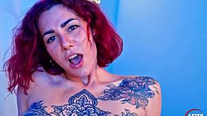 damn! busty tatted redhead juiswild takes hard anal pounding