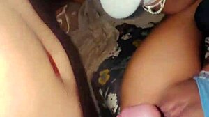 real couple's hot latina girlfriend gets pussy licked and tits sucked before creamy bedroom creampie