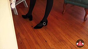 french maid in stockings vacuums upskirt style 😏🧹