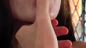 petite latina teen 18yo brunette deepthroats balls rimjob big tits mouth fucked