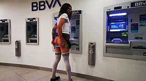 mexican tranny flashes perfect skirt cock on cablebus