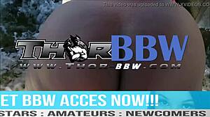 black bbw bares hairy pussy for interracial jungle bareback fun