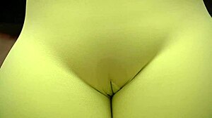 Rubbing my juicy wet puffy pussy lips through tight leggings feels so good