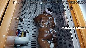 ebony nigerian couple shower doggystyle pounding mara exotic