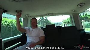 pickup whore sucks fat cock cums on tits backseat van