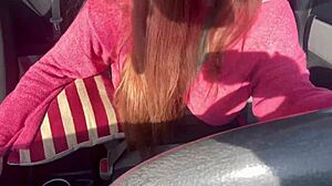 ITALIAN BIG TITS MILF FLASHES BOOBS DRIVING PUBLIC!