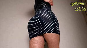 Pawg spanks ass in tight dress on dildo