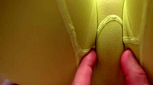 Rubbing my juicy wet puffy pussy lips through tight leggings feels so good