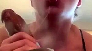 Watch her give the sloppiest head on huge cock ever