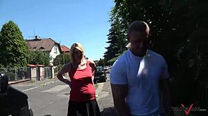 pickup whore sucks fat cock cums on tits backseat van