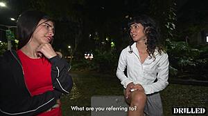 Public Pickup Threesome: She Begs For Rough Ass Pounding?