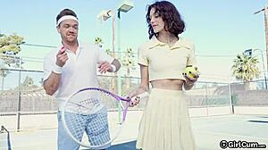 tennis babe ditches lessons to ride monster cock hard