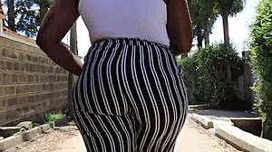 Ebony milf's big booty bent over doggystyle drilled by monster black cock with creampie