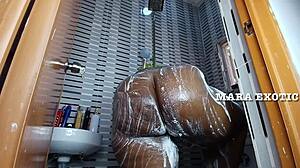ebony nigerian couple shower doggystyle pounding mara exotic