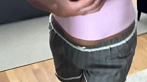 she snaps selfies in mirror, masturbating in panties socks boobs bouncing