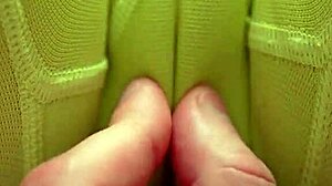 Rubbing my juicy wet puffy pussy lips through tight leggings feels so good