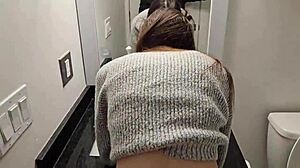 petite cutie moans loud in bathroom stall