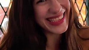 petite latina teen 18yo brunette deepthroats balls rimjob big tits mouth fucked