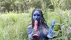 monika fox prolapses ass pussy with huge dildo squirts in forest