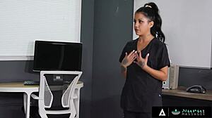 nina white fucks boss in nuru office massage