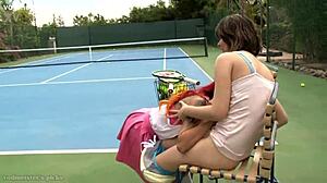 Two cute sexy girls skip tennis for hot pussy licking fun