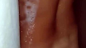 boldly spying stepsister's wet big tits in steamy shower