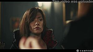 octokuro's vampirella cosplay leads to wet lesbian domination, face sitting and scissoring sata jones