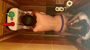 beautiful girl straps on fucks man ass toilet slave homemade bdsm