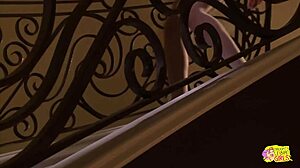 Blonde Lesbians Toy Fuck on Stairs