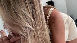 pregnant babe gulps cum like a pro slut
