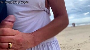 busty stranger milf jerked me off till i came in front of everyone watching