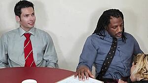 office SLUT takes BBC double penetration 😈🍆💦 crazy orgy!!
