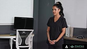 nina white fucks boss in nuru office massage