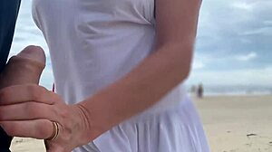 busty stranger milf jerked me off till i came in front of everyone watching