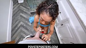 POV: small tits stepsis SARAH LACE takes FACIAL cumshot