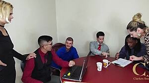 office SLUT takes BBC double penetration 😈🍆💦 crazy orgy!!