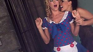 kaia kane frightens blonde paige then fingers and vibes her pussy hard