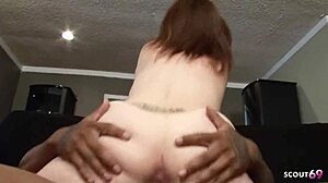hey freckled ginger stepsis 18+ seduces stepbro's big dick classmate for first rough interracial creampie ride