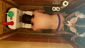 beautiful girl straps on fucks man ass toilet slave homemade bdsm