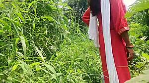 My girlfriend's wild outdoor fuck in the forest feels amazing