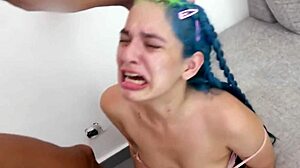 Big Lips Latina Deepthroats Fat Cock Lying Back Close-Up POV Face Fuck