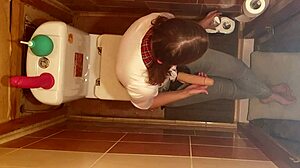 beautiful girl straps on fucks man ass toilet slave homemade bdsm