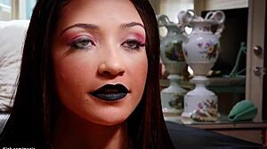 Stepmom dominates bound goth teen 18+ in BDSM anal gagging choking slave fuck!