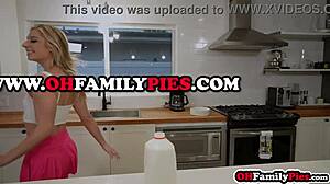 Petite Blonde Cheerleader Stepsis Deepthroats and Licks Stepbro's Monster Cock for Kinky Birthday