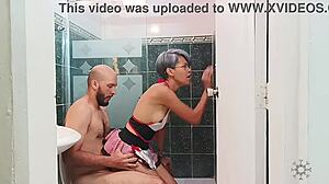 hey sis why you cleaning bathroom while i'm bathing?? horny stepsis ends up fucking me spanish style!
