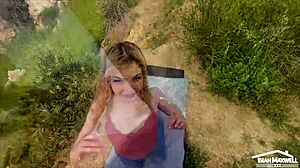 hey that petite tattooed teen with big natural tits risks public outdoor fuck on huge bbc first time