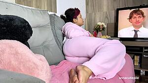 chubby latina babe eats snacks watches tv burping farting nonstop