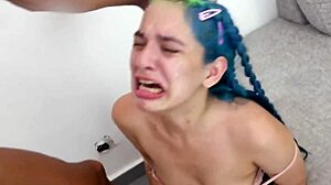 skinny yessica bunny chokes on monster cock outdoors